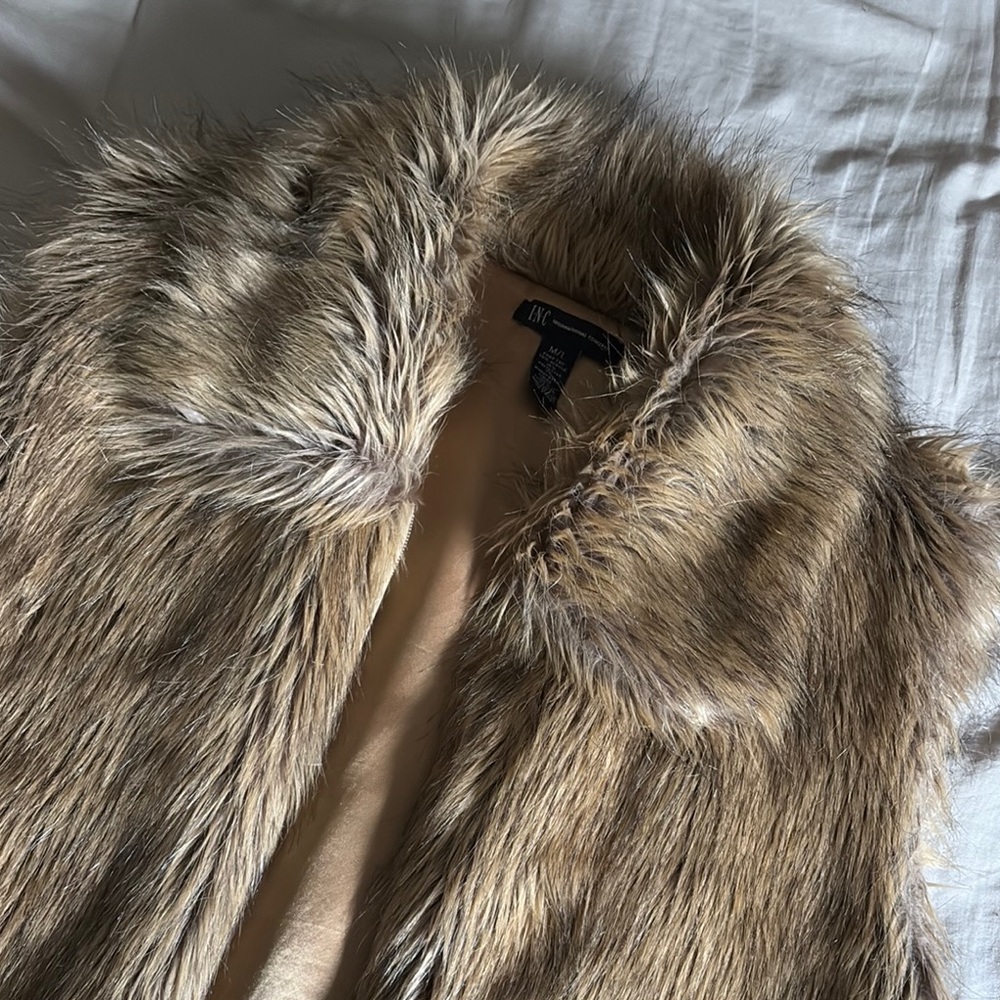 INC International Concepts Faux Fur Vest in Brown